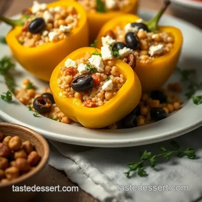 Stuffed Yellow Peppers with Quinoa and Mediterranean Flavours presentation