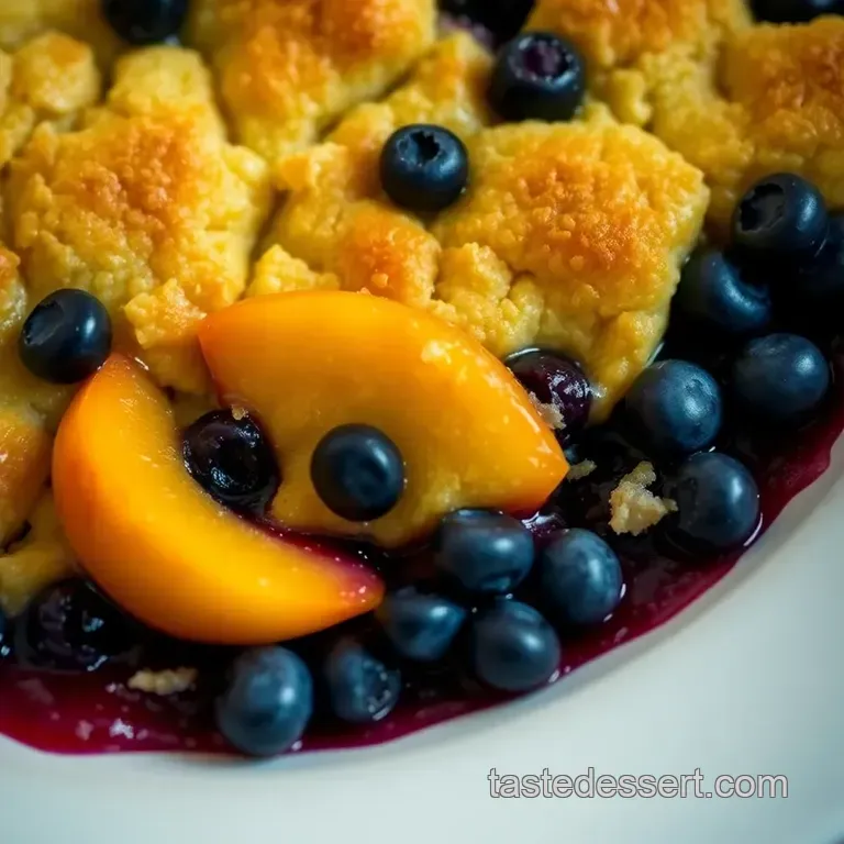 Sun-Kissed Peach Blueberry Cobbler Delight presentation
