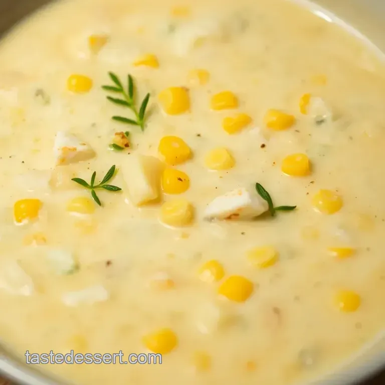 Sunny Crab and Corn Chowder presentation