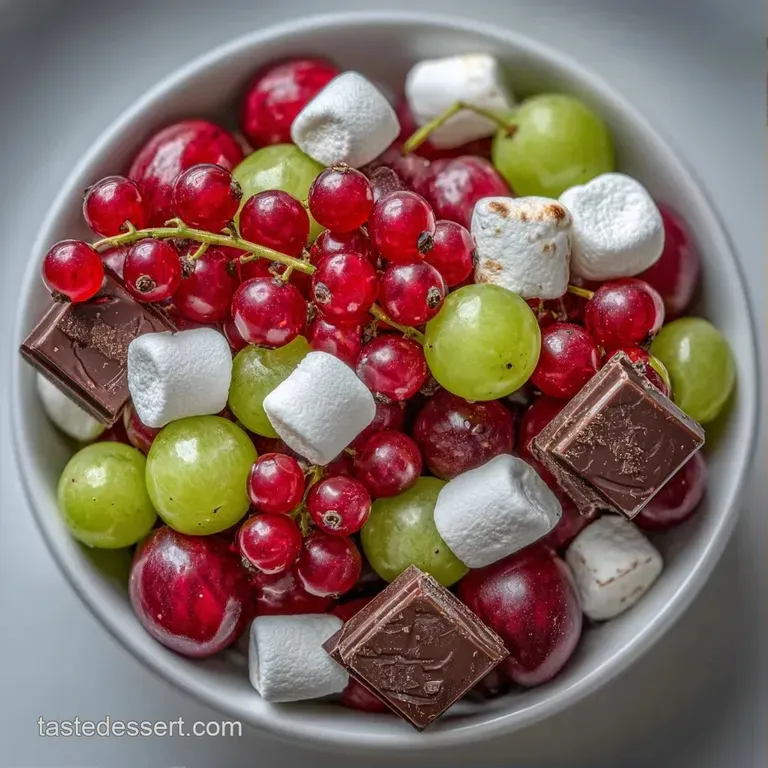 An artfully arranged platter of ruby-red strawberries, purple grapes, and honey-drizzled cheese on a dark slate board