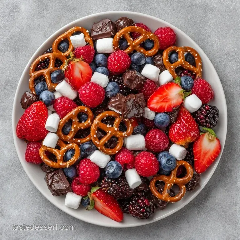 Assorted mini pastries and fresh fruit arranged artistically on a white marble slab with mint leaf garnishes.