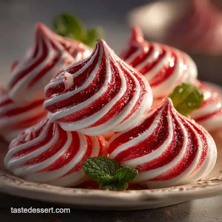 Festive Peppermint Swirl Meringue Kisses presentation