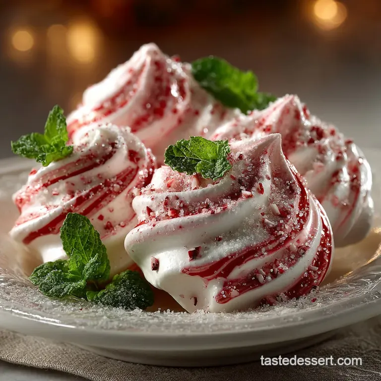 Festive Peppermint Meringues Glossy Swirl Kisses That Melt in Your Mouth