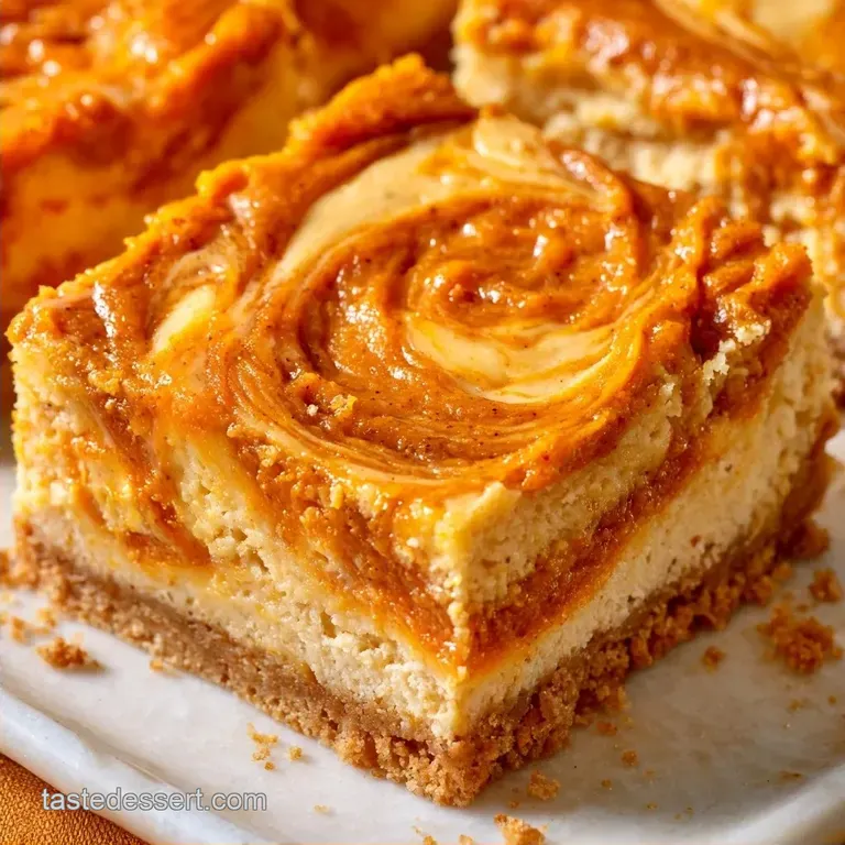 Swirled Pumpkin Cheesecake Bars with Graham Cracker Crust