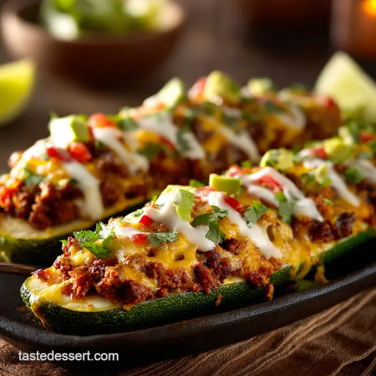 Taco Stuffed Zucchini Boats: the Best Cheesy Low-Carb Recipe presentation