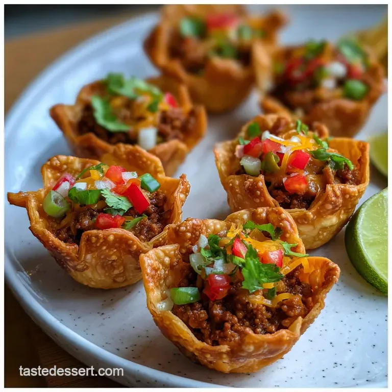 Taco Wonton Cups: Crunchy Fiesta Bites Recipe presentation