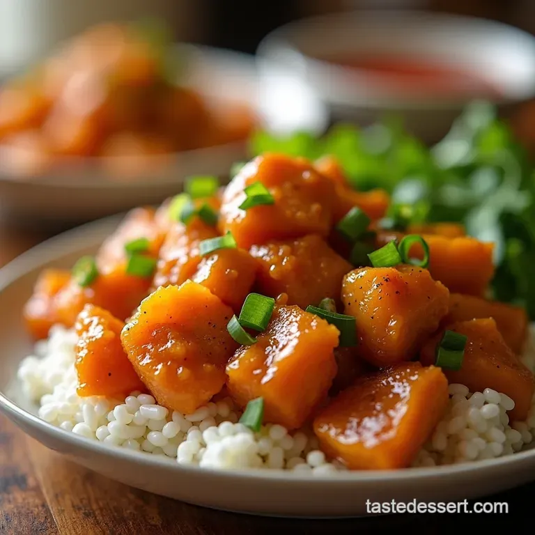 Tangy Tempting Homemade Orange Peel Chicken presentation