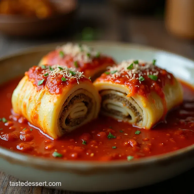 The Proper Stuff Comforting Stuffed Cabbage Rolls Simmered in Rich Tomato Sauce presentation