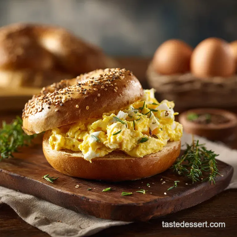 Egg Sandwich on a Bagel: the Ultimate Full English Masterpiece presentation