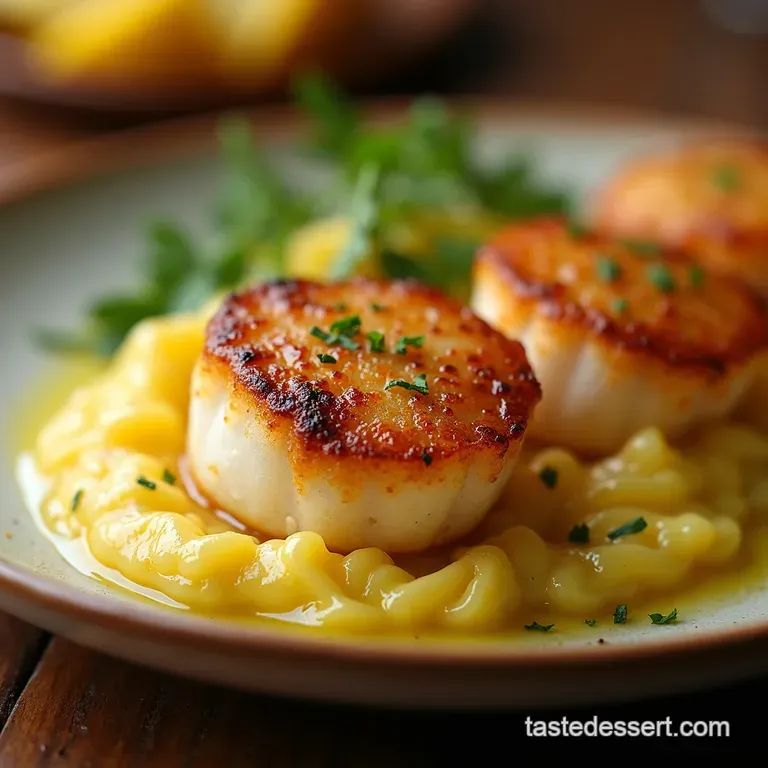 The Golden Crust Perfect PanSeared Scallops with Lemon Butter presentation