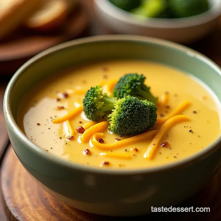 The Golden Standard Rich Creamy Highprotein Broccoli Cheddar Soup presentation