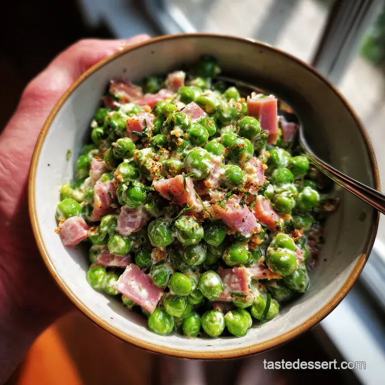 The Proper Creamy Pea Salad Recipe Smoked Ham Cheddar Bacon