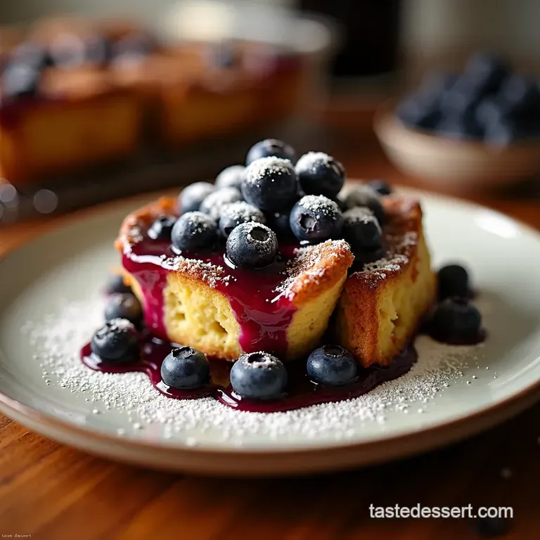 The Ultimate Overnight Blueberry French Toast Bake presentation