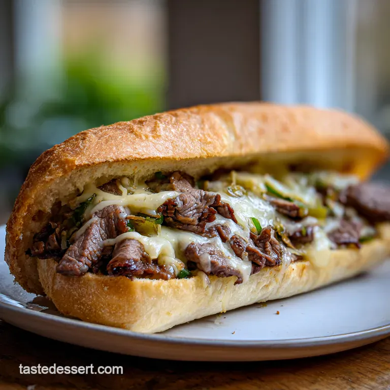 The Ultimate Philly Cheese Steak Sandwich presentation