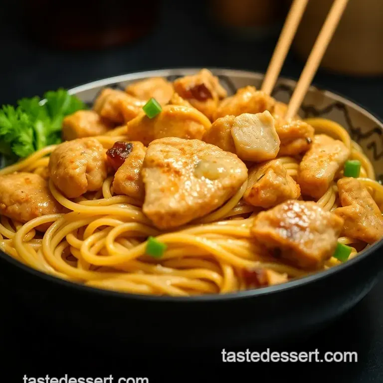 Three Cup Chicken Noodles presentation