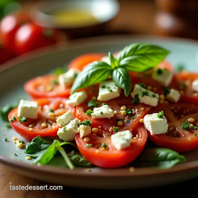 Heirloom Heaven Whipped Feta and Tomato Salad with Zesty Basil Vinaigrette presentation
