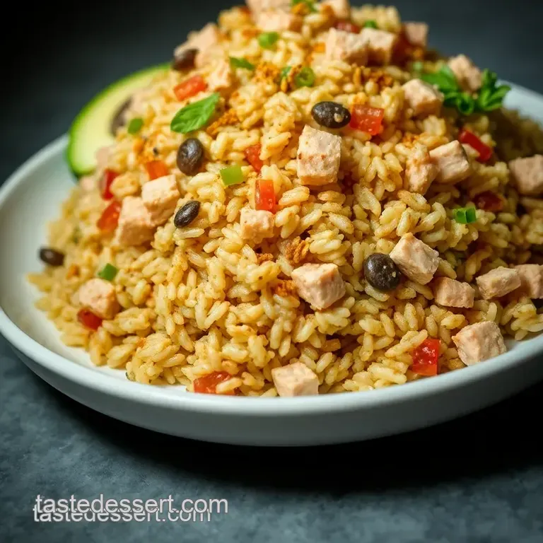 Tuna Avocado Crispy Rice Salad presentation