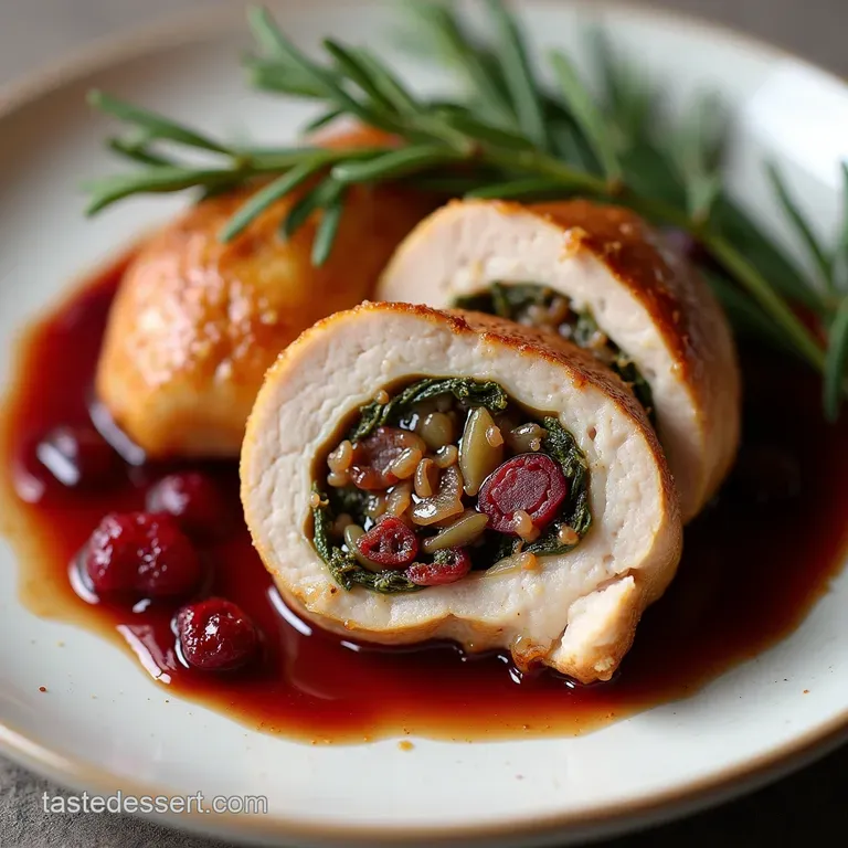 Cranberry Sage Stuffed Bronze Turkey Breast with Mulled Wine Gravy