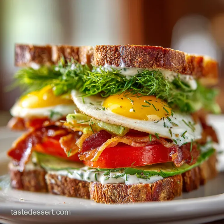 Breakfast Blt Egg Sandwich: the Ultimate Stack with Creamy Soft Scrambles presentation