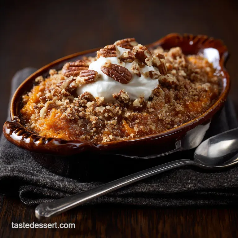Sweet Potato Casserole Brown Butter Bake with Pecan Streusel Topping presentation