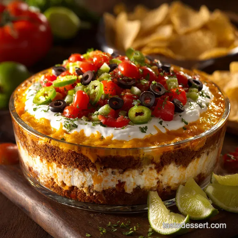 Cheesy Mexican Layer Dip the Ultimate Seven Layer Fiesta Dip presentation
