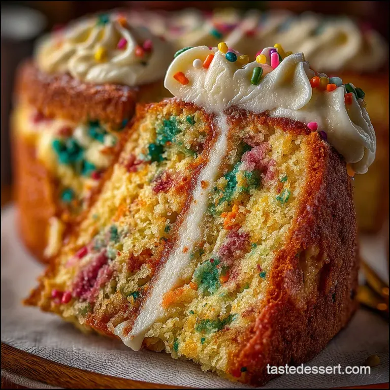 The Ultimate Homemade Confetti Celebration Cake presentation