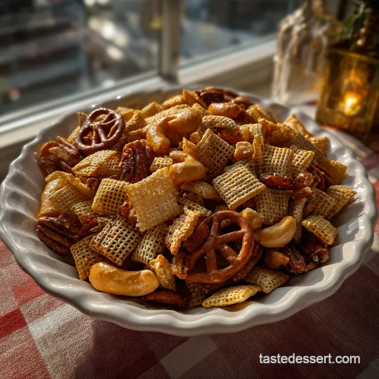 The Ultimate Original Homemade Chex Mix presentation