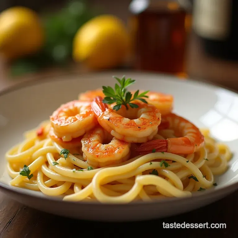 The Ultimate Lemongarlic Shrimp Scampi with Linguine presentation