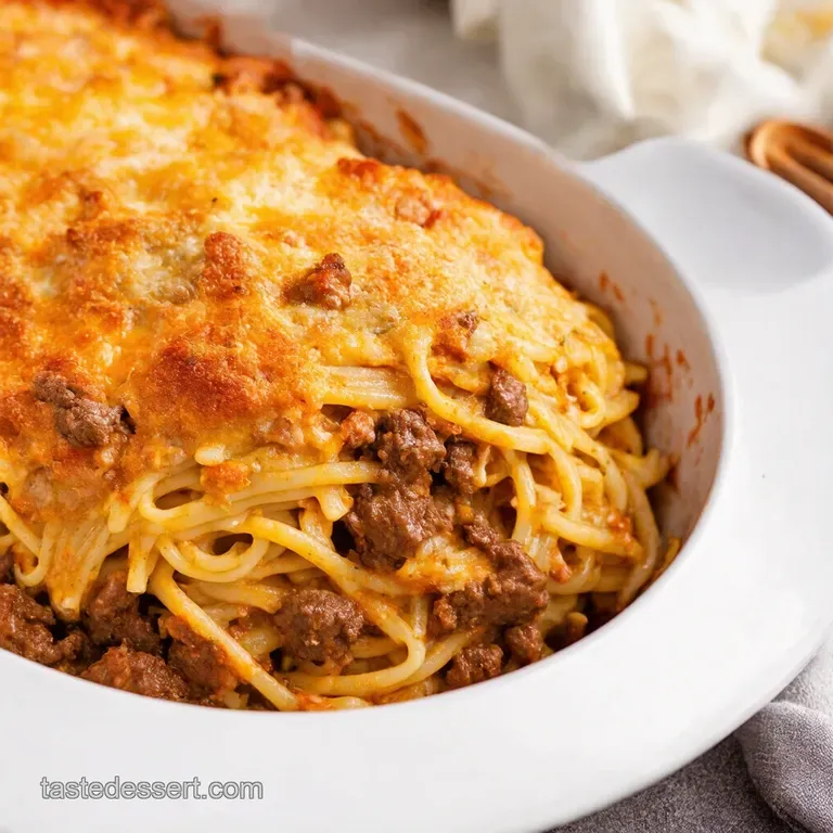 Unbelievably Easy Cheesy Beef Baked Spaghetti Kidapproved presentation