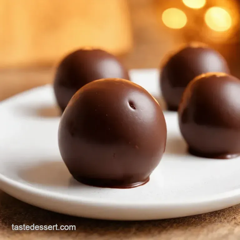 Vanilla Cake Balls Dipped in Chocolate presentation
