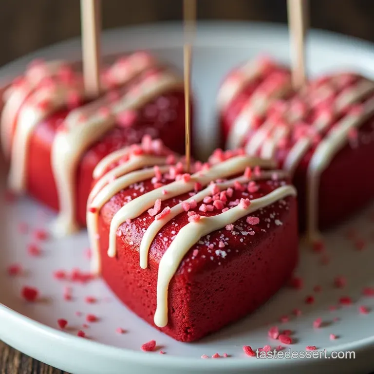 Velvet Romance Red Velvet Heart Pops with Cream Cheese Glaze