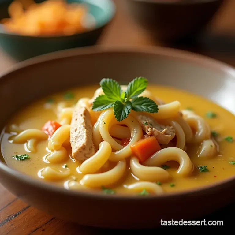 The Velvety Comfort Restaurantquality Creamy Chicken Noodle Soup presentation