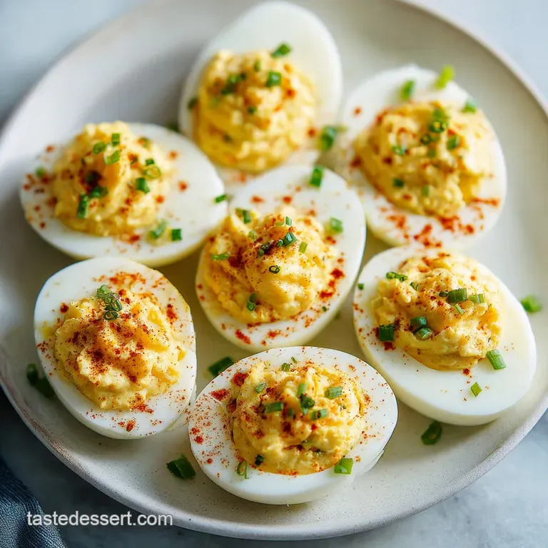 Elegant deviled egg, smooth filling piped high, garnished with fresh dill; a sophisticated appetizer on a patterned plate.