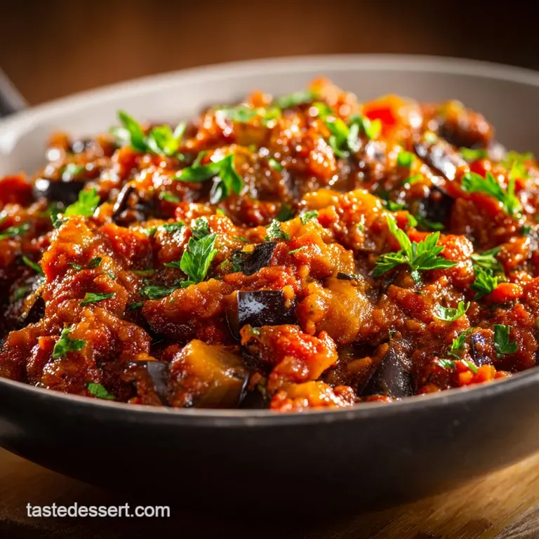 Eggplant and Tomato Sauce the Proper Italian Velvety Ragu presentation