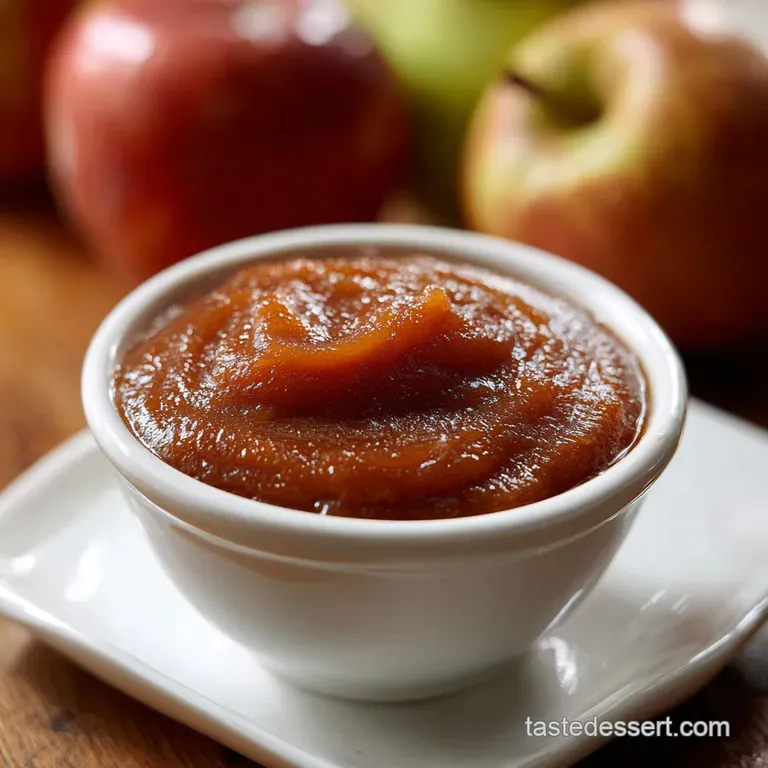 A swirl of warm, brown apple butter cascades off a spoon, landing on a crisp, golden-brown slice of toast.