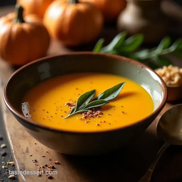 The Golden Glow Velvety Roasted Butternut Squash Soup with Sage and Brown Butter presentation