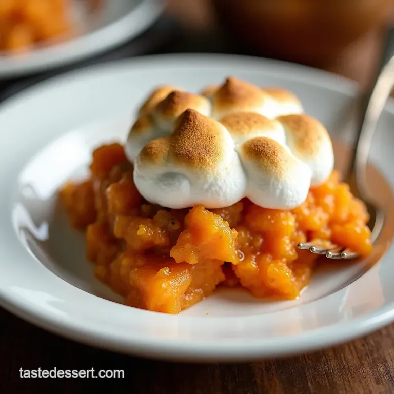 The Ultimate Comfort Velvety Sweet Potato Casserole with Golden Marshmallow Crown