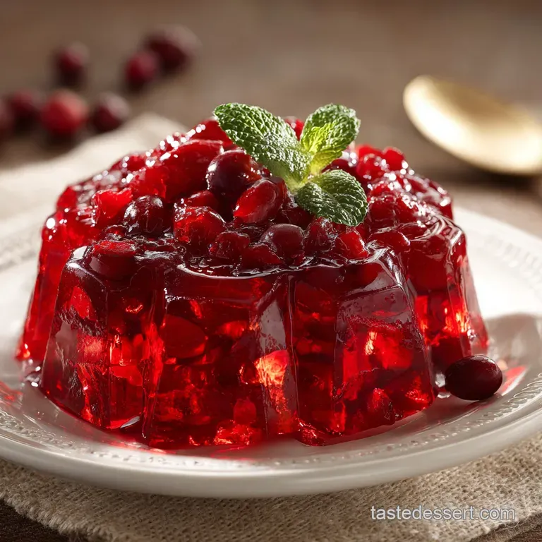 Cranberry Jello Salad with Orange Walnuts Fresh Cranberries presentation