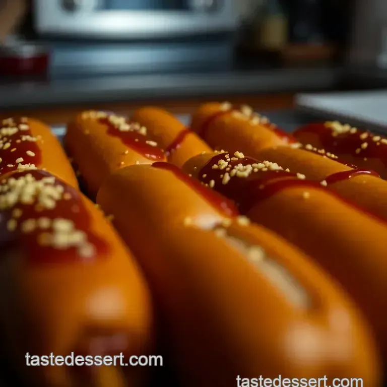 Vienna Sausage Corn Dogs with Spicy Mustard Dip presentation