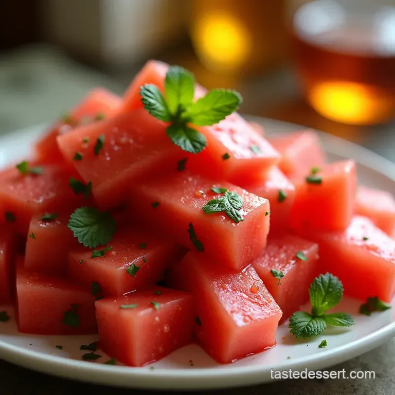 Watermelon Feta and Mint Salad presentation