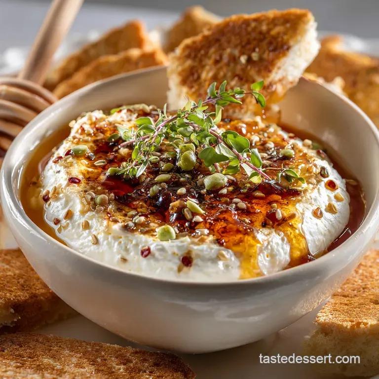 Ricotta Dip with Hot Honey the Proper Job Whipped Fiery Drizzle Recipe presentation