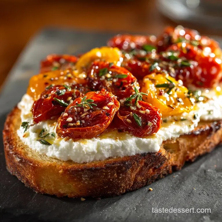 Whipped Ricotta Toast with Roasted Tomatoes: Sunshine on a Plate presentation