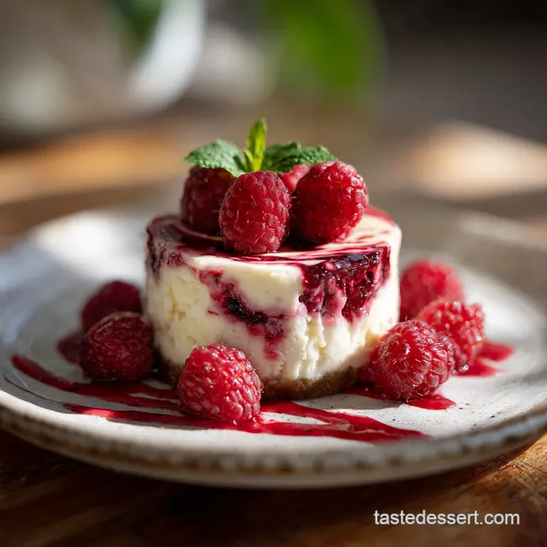 White Chocolate Raspberry Swirl Cheesecake