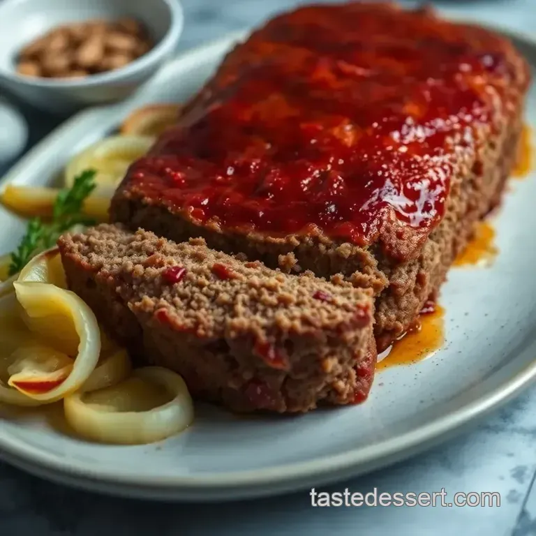 Worcestershire-Glazed Meatloaf with Roasted Root Vegetables presentation