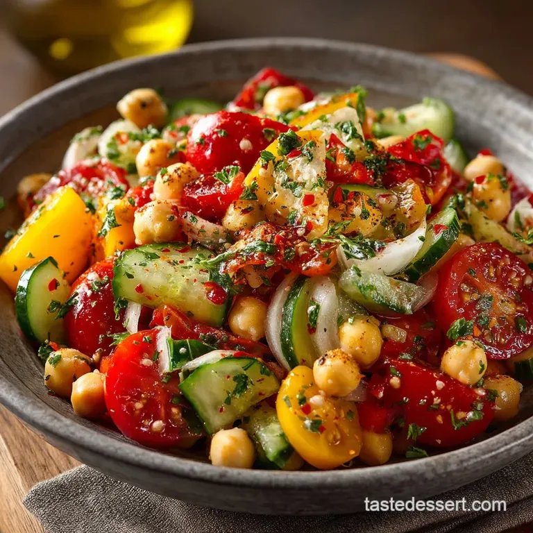 The Mediterranean Mezze Bowl Bright Zesty Chickpea Salad with Crunchy Cucumber and Tomato presentation