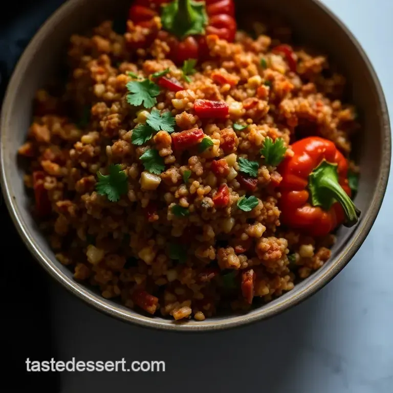Zesty Stuffed Peruvian Red Peppers with Quinoa and Feta presentation
